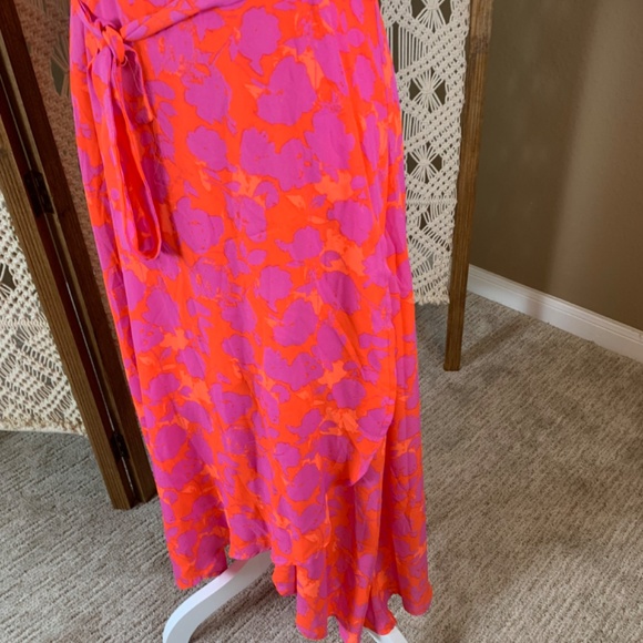 Bobeau‎ candy red & bright magenta wrap dress medium NWT - Picture 5 of 9